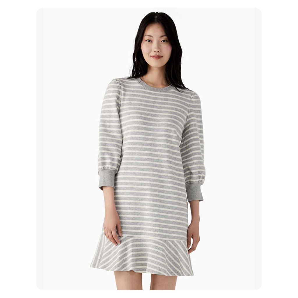 Nwot Kate Spade Sailing Stripe Sweatshirt Dress  GrayWhite